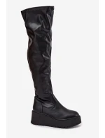 Dámské Kozačky Nad Kolena Na Platformě A S Jemným Klínem Černé Lydira Dámské Kozačky Nad Kolena Na Platformě A S Jemným Klínem Černé Lydira