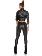 Sexy oříznutá halenka Kunstleder T2880 černá - Koucla Sexy oříznutá halenka Kunstleder T2880 černá - Koucla