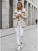 Dámská přechodná prošívaná bunda oversize PUFFILOF light beige FashionStreet TY4856
