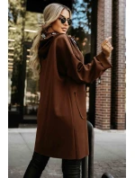632-2 Ležérní kabát se zipem a módními detaily - čokoládový 632-2 Ležérní kabát se zipem a módními detaily - čokoládový