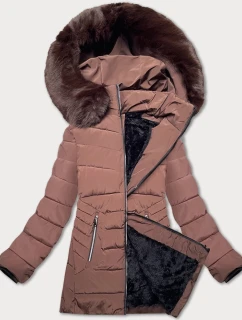 Dámská prošívaná zimní bunda v čokoládové barvě s kapucí S'west (B8299-14)