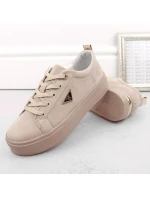 Skórzane zamszowe półbuty na platformie Filippo W PAW315C beżowe