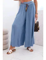 Dámské kalhoty z viskózy se širokými nohavicemi džínovina Dámské kalhoty z viskózy se širokými nohavicemi džínovina