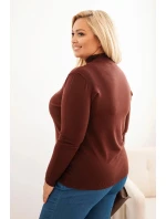 Dámský svetr Plus Size z viskózy s rolákem hnědý Dámský svetr Plus Size z viskózy s rolákem hnědý