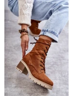 Dámské zateplené kozačky na vysokém podpatku Velbloud Julieta