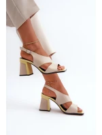 Dámské sandály na podpatku béžové D&A MR38-153 Dámské sandály na podpatku béžové D&A MR38-153