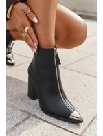 Dámské kotníčkové boty na klínku s ozdobným zipem Černé Wiviane Dámské kotníčkové boty na klínku s ozdobným zipem Černé Wiviane