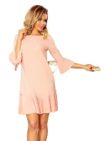 Dámské šaty s plisovanou sukní 228-1 Pudr růžová - Numoco