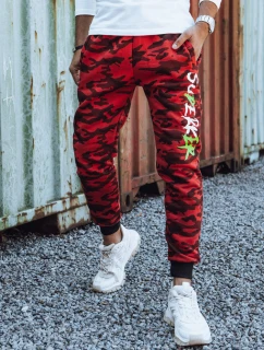 Pánské tepláky s potiskem moro červené FashionStreet UX4443