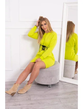 Zateplené šaty s ozdobným páskem pistácie Zateplené šaty s ozdobným páskem pistácie