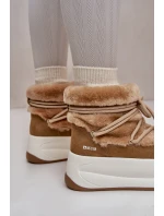 Kožené Dámské Sněhule Na Silné Podešvi S Kožešinou Big Star OO274A207 Hnědé