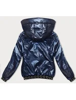 Tmavě modrá krátká bunda s ozdobnými stahovacími lemy (16M9087-215)