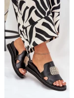 Dámské Sandály Na Klínu Eko Kůže S Ozdobou Černé Sarela