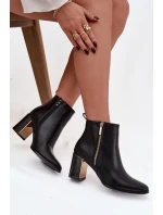 Dámské kotníkové boty na podpatku z eko kůže černé Camilyn