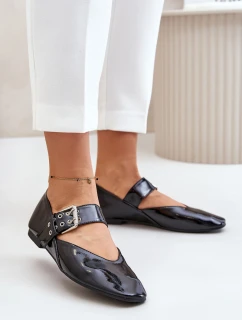 Lakované Baletky S Páskem Černé Azirae