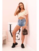 Dámská bavlněná košile s V výstřihem pruhovaná oranžová