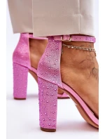 Dámské sandály na vysokém podpatku se zirkony Růžové Idealistic