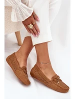 Dámské mokasíny s perforovaným vzorem a šněrováním Mirisa – camel