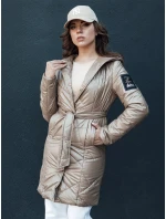 Dámská prošívaná dlouhá bunda s kapucí PAUL béžová FashionStreet TY4411