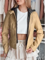Dámská kožená bunda s kapucí METSOUL beige FashionStreet TY4745