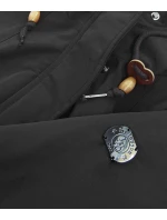 Černo-šedá dámská voděodolná bunda parka s kožešinovou podšívkou (m-933)