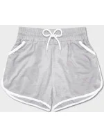 Světle šedé dámské šortky s kontrastní lemovkou (8K208-2)