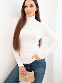 Dámský svetr z viskózy s rolákem a dlouhým rukávem bílý