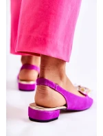 Semišové balerínky na vysokých podpatcích s zdobením tmavě růžovým Elena Semišové balerínky na vysokých podpatcích s zdobením tmavě růžovým Elena