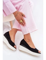 Dámské sandály na platformě z eko semiše černé Velira