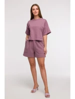 B294 Oříznutá mikina s krátkým rukávem - heather