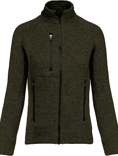 Kariban K 9107 Dámská melanžová pletená fleecová bunda 20.9107 dark khaki melange