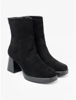 Komfortní dámské  kotníčkové boty černé na širokém podpatku