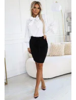 569-2 Semišová sukně s vázáním - ČERNÁ 569-2 Semišová sukně s vázáním - ČERNÁ