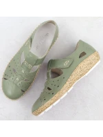 Dámská pohodlná prolamovaná obuv na suchý zip zelená Rieker 44852-52