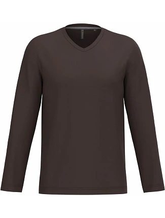 Kariban K 358 Pánské tričko do V s dl. rukávem 20.K358 chocolate Kariban K 358 Pánské tričko do V s dl. rukávem 20.K358 chocolate