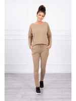 Souprava s oversize halenkou camel