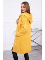 Svetr s kapucí a kapsami hladký hořčicový