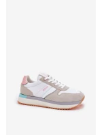 Semišové Dámské Tenisky Big Star RR274A047 HI-POLY SYSTEM Béžovo-Bílé