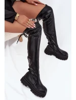 Dámské Kozačky Po Kolena Na Masivní Platformě Černé Erisna