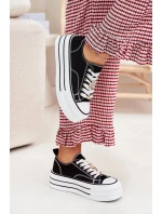 Dámské trampky na platformě se zlatými připínacími doplňky Fiorina – černé