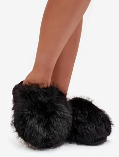 Dámské chlupaté papuče – černé Iseline