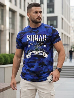 Pánské modré tričko s vojenským potiskem FashionStreet NX2005R