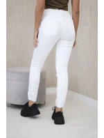 Džínové kalhoty s žebrovaným lemem bílý Džínové kalhoty s žebrovaným lemem bílý