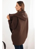 Dámská mikina s kapucí a asymetrickým zipem hnědá Dámská mikina s kapucí a asymetrickým zipem hnědá