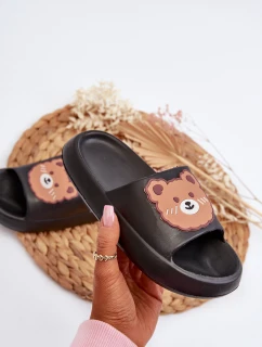 Dětské Lehké Žabky S Medvídkem Černé Lindeheta