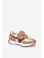 Dětské tenisky na suchý zip s leopardím vzorem tmavě béžové Tezzu