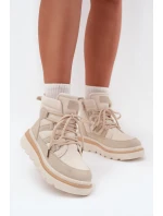 Dámské Botky Trapery Na Platformě Světle Béžové Liorae