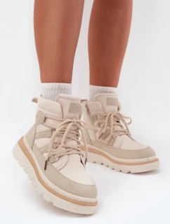 Dámské Botky Trapery Na Platformě Světle Béžové Liorae