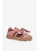 Dámské tenisky s semišovou mašlí růžové Ashlyn