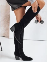 Dámské semišové kozačky na podpatku černé FashionStreet ZY1197